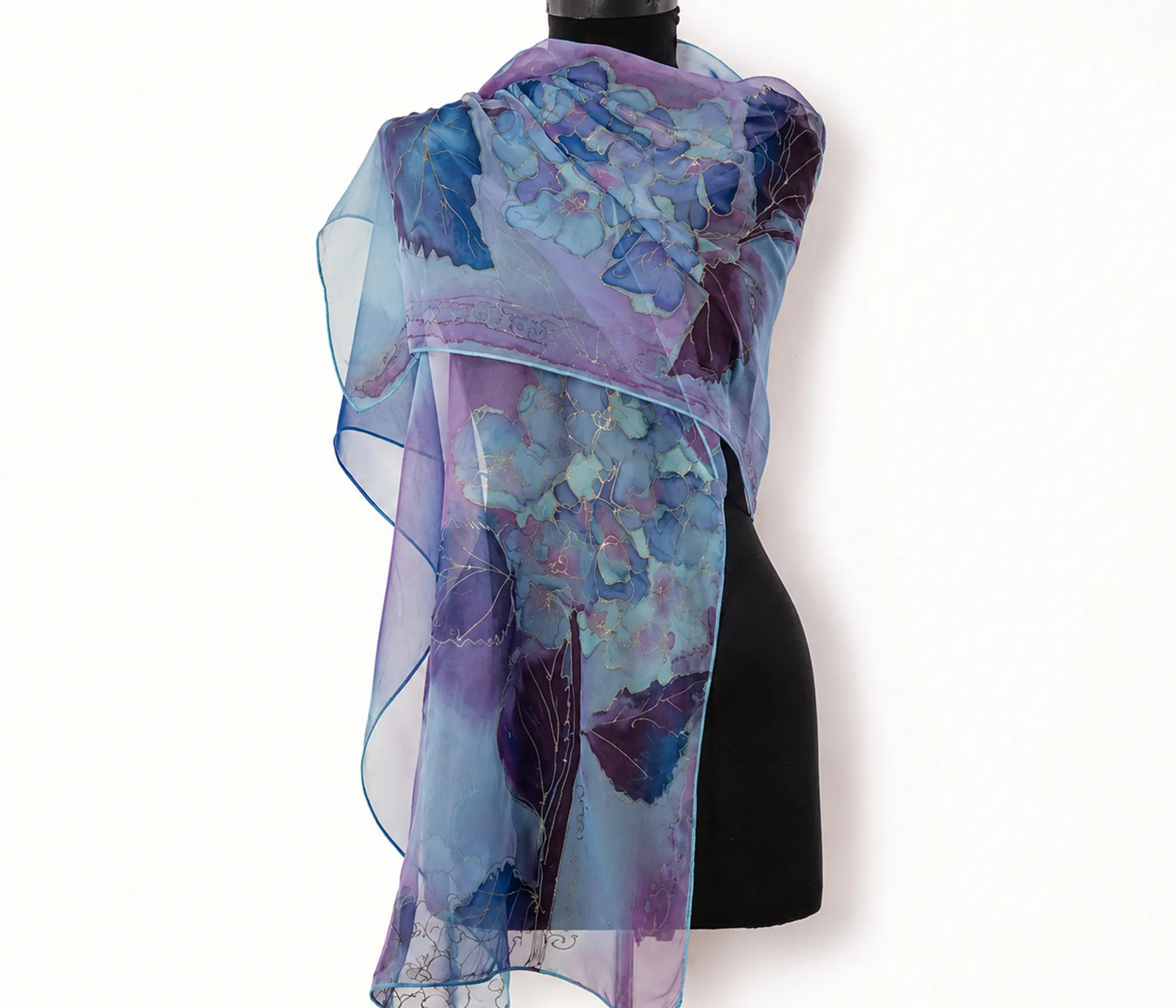 Lavender Floral Hand Painted Scarf